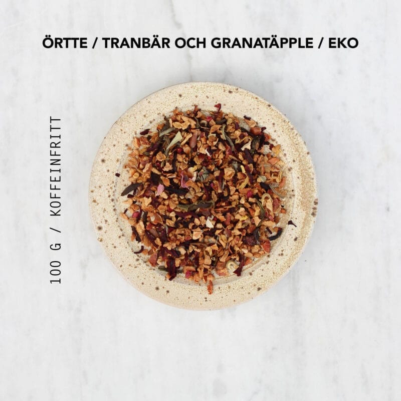 Te, Tranbär och granatäpple, örtte och vitt te, EKO