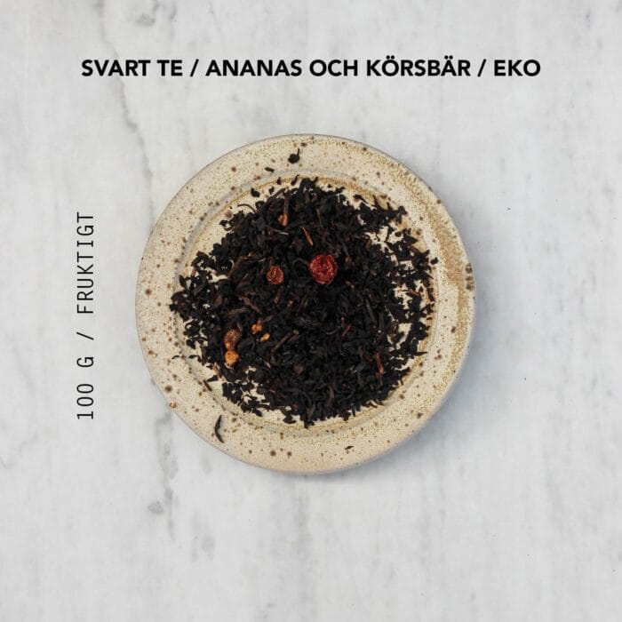 Ananas och körsbär med text